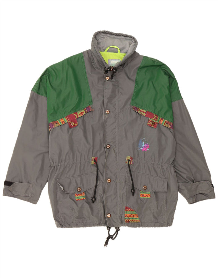 Jaqueta utilitária vintage masculina solta ajuste Reino Unido 38 poliamida cinza médio