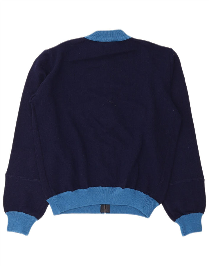Jaqueta vintage masculina de agasalho pequeno azul marinho colorblock