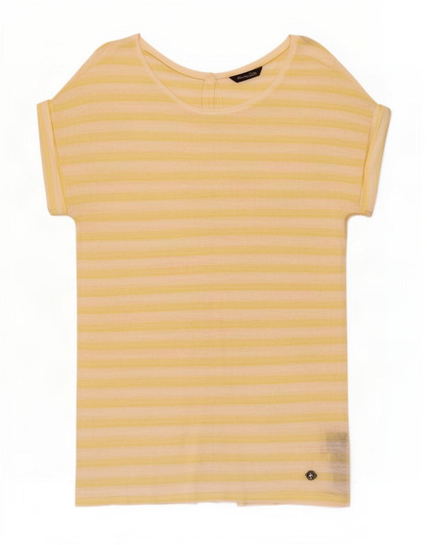 Blusa feminina de manga curta Massimo Dutti UK 18 XL listrada amarela
