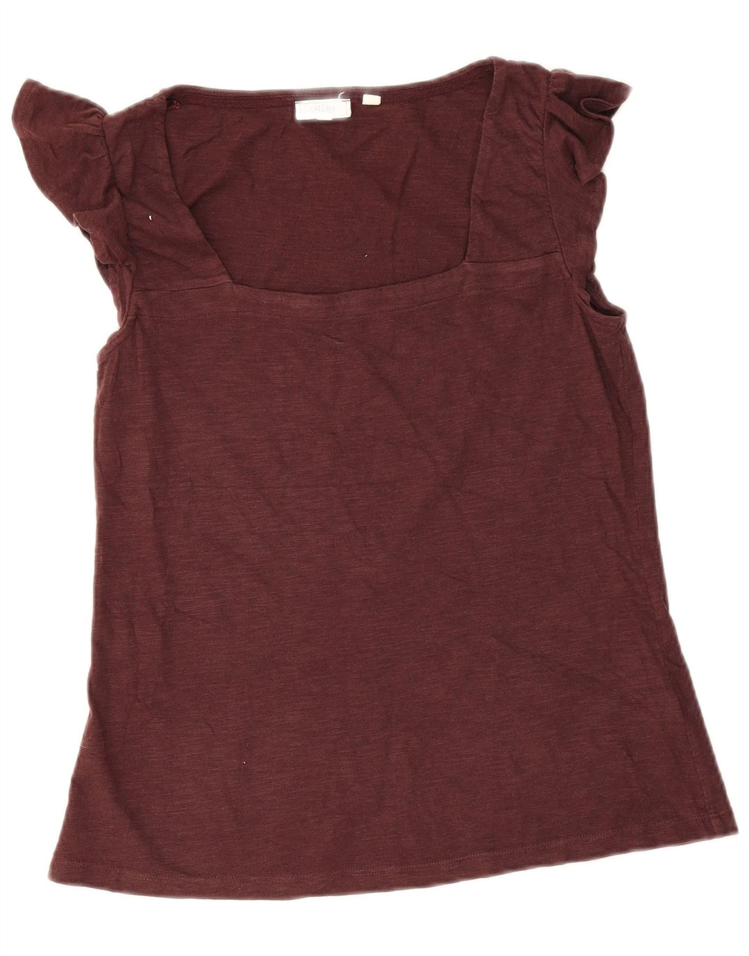 Blusa feminina Fat Face Top Reino Unido 10 algodão pequeno Borgonha