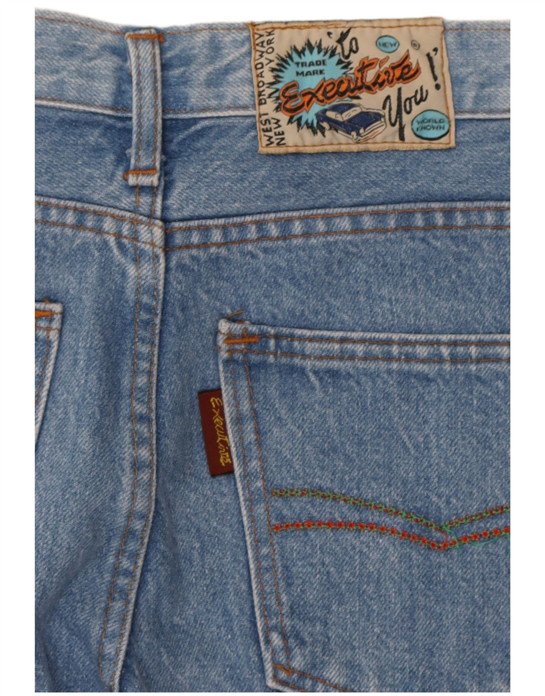 Jeans vintage feminino cortado cônico W28 L25 azul