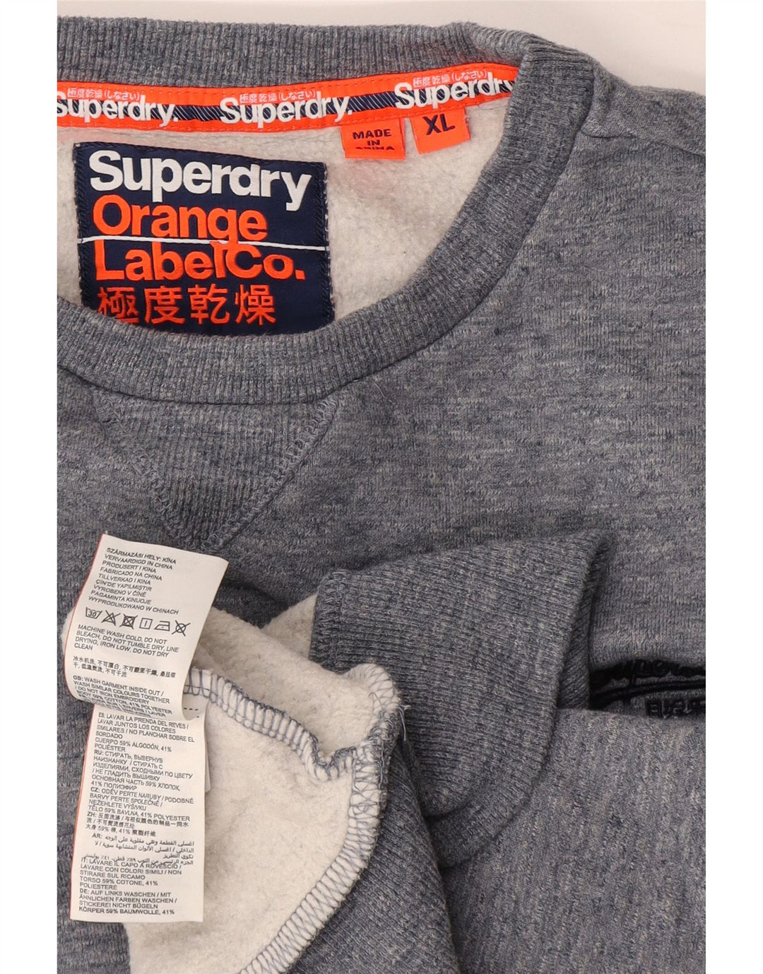 Superdry moletom masculino jumper XL algodão manchado azul