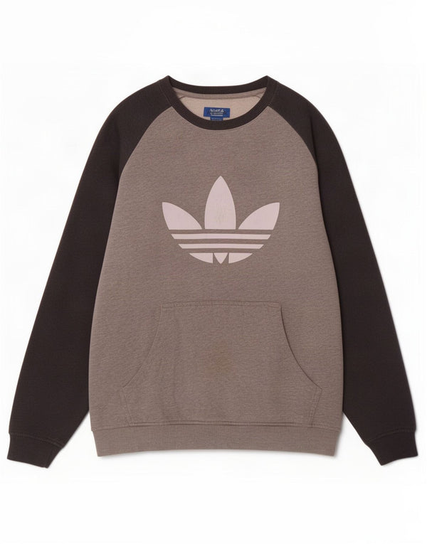 Adidas Mens Graphic Moletom Jumper XL Cinza Colorblock Algodão