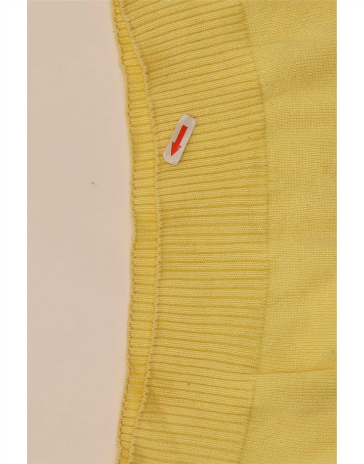Suéter vintage masculino com gola com botão e algodão colorblock amarelo médio