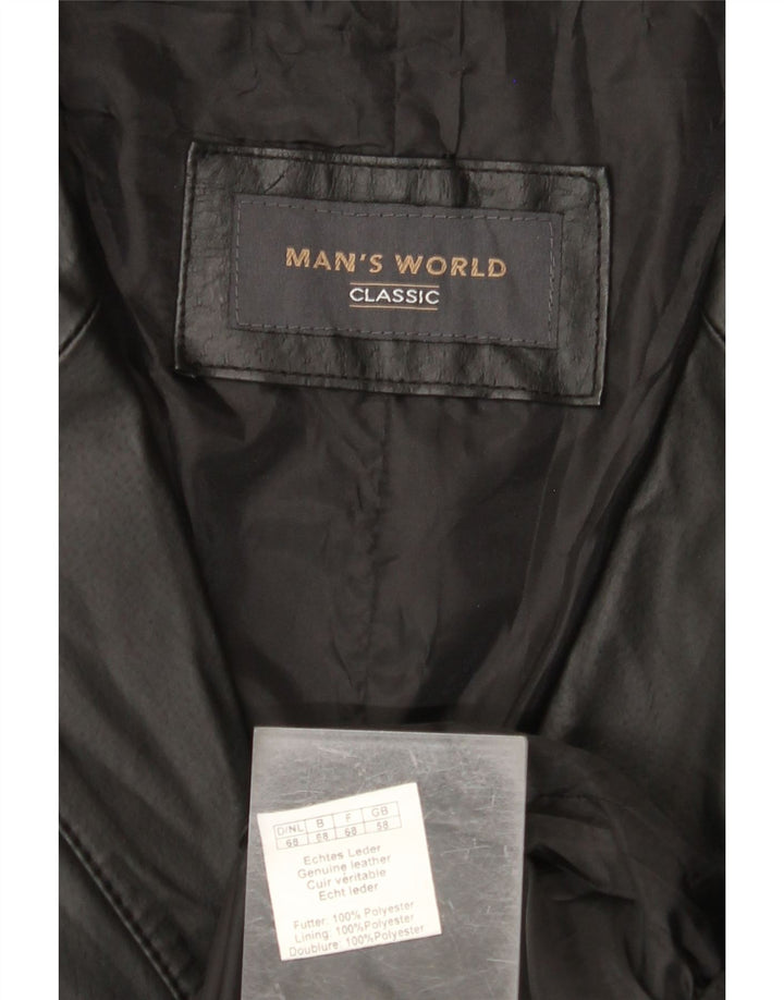 MAN'S WORLD Mens Classic 3 Button Blazer Jacket UK 58 4XL Black Leather