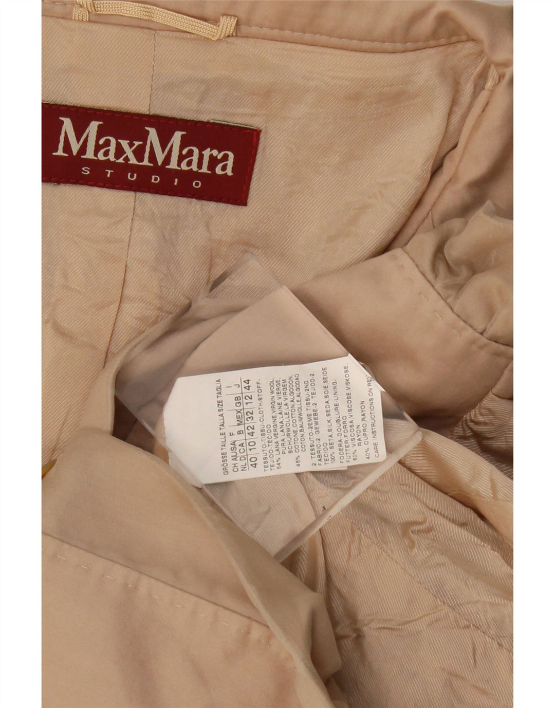 Max Mara Jaqueta Blazer Feminina Crop 3 Botões Reino Unido 12 Lã Bege Médio