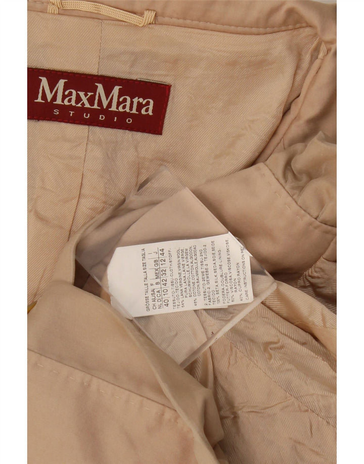Max Mara Jaqueta Blazer Feminina Crop 3 Botões Reino Unido 12 Lã Bege Médio