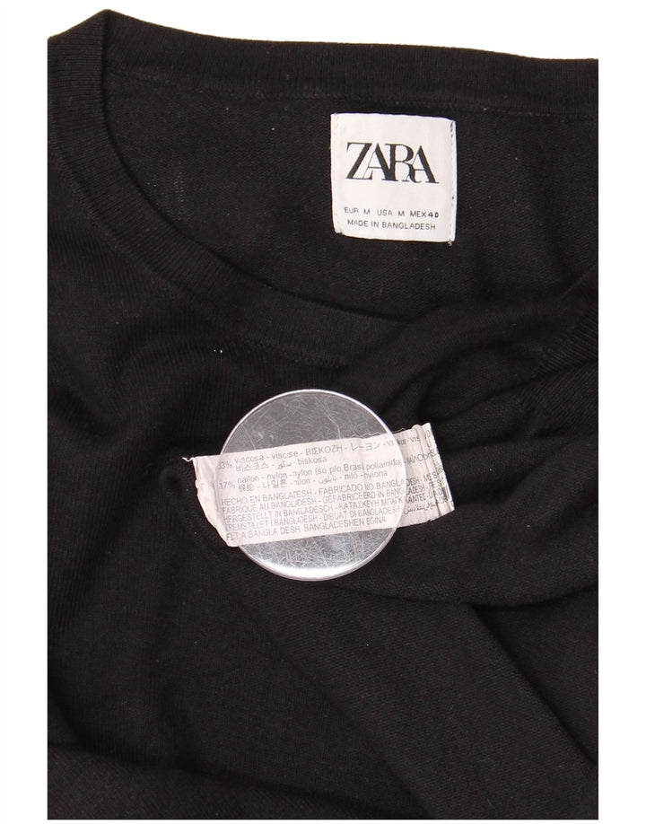 Suéter masculino ZARA com gola redonda e viscose preta média