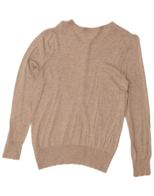 Suéter cardigã feminino Marks & Spencer Reino Unido 14 viscose manchada bege médio