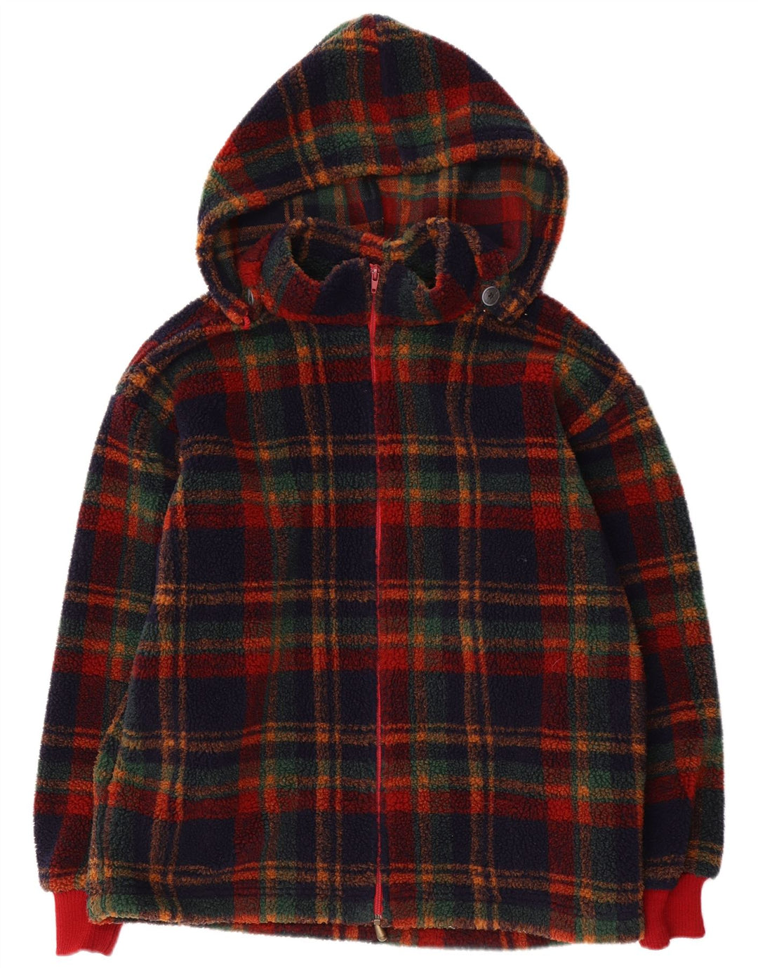 Jaqueta masculina de lã com capuz Jockey UK 38 poliéster xadrez multicolorido médio
