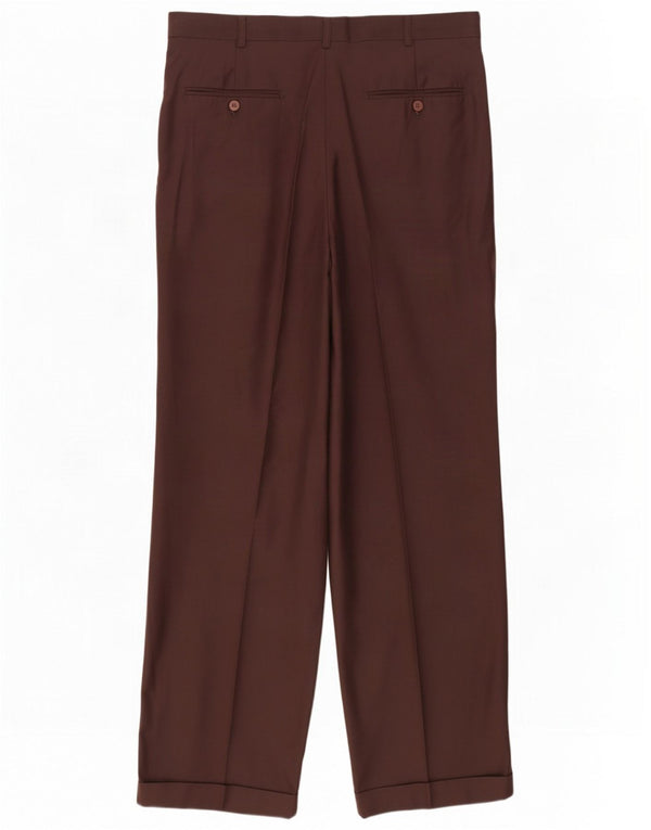Calça masculina Pierre Cardin com pegged terno W34 L29 lã marrom
