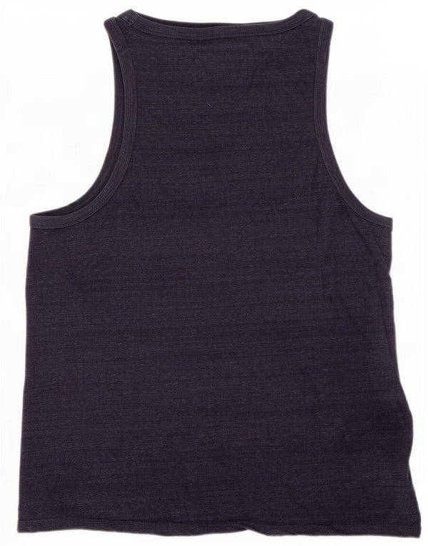 Colete masculino Superdry Top médio azul marinho algodão manchado