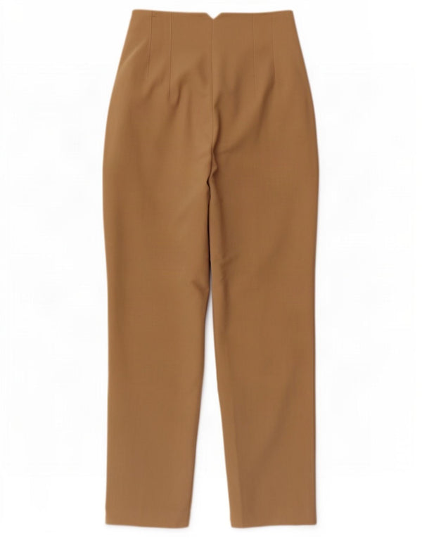 Zara Calça feminina cintura alta cônica pequena W26 L27 algodão bege