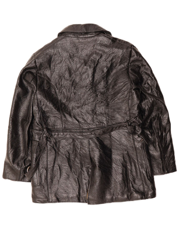 Jaqueta de couro Sherpa masculina VINTAGE UK 38 média preta