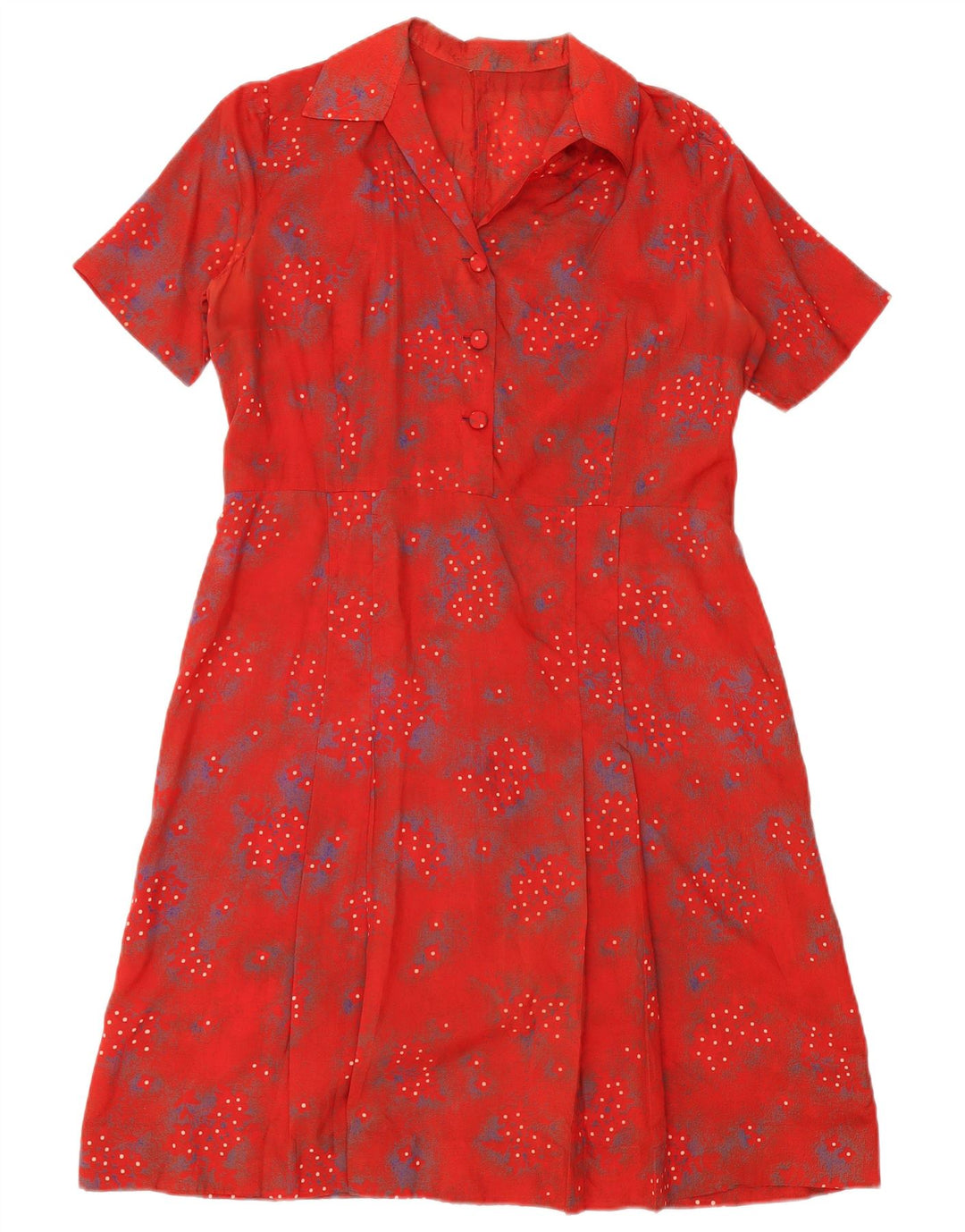 Vestido feminino vintage VINTAGE UK 14 grande floral vermelho