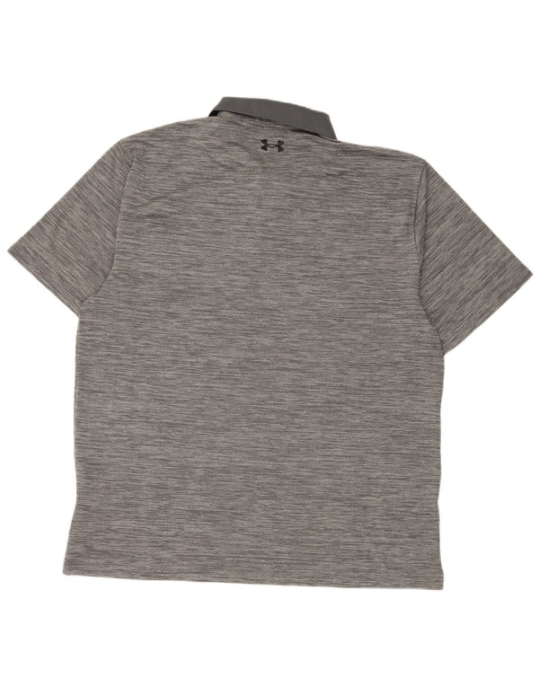 Camisa polo masculina Under Armour XL cinza manchada de poliéster