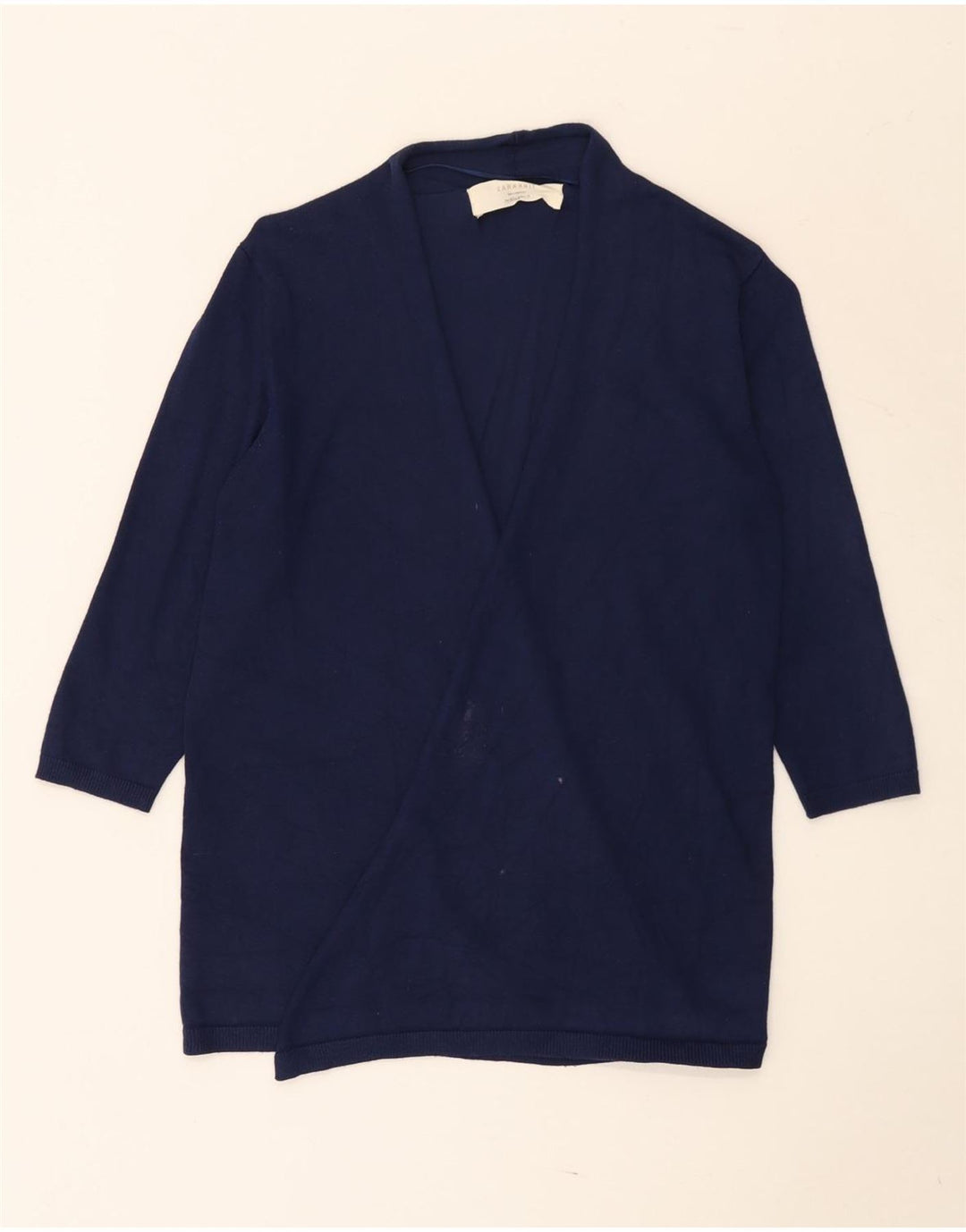 Suéter cardigã aberto feminino Zara manga 3/4 Reino Unido 12 médio azul marinho