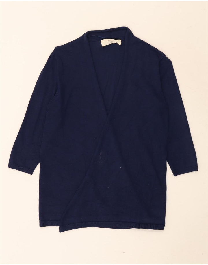 Suéter cardigã aberto feminino Zara manga 3/4 Reino Unido 12 médio azul marinho