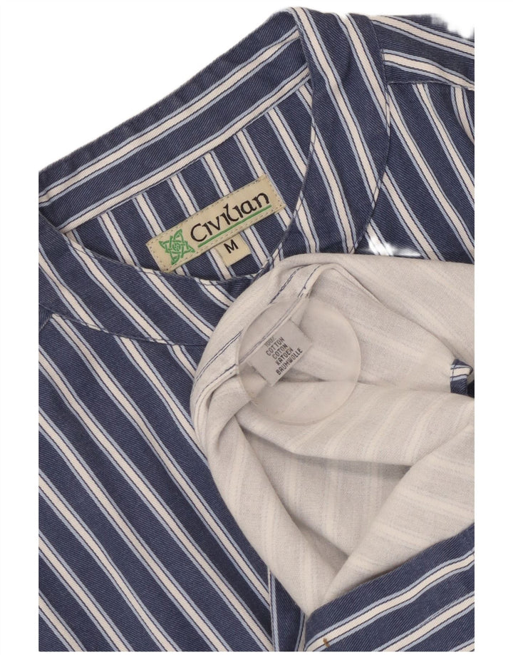 Camisa pulôver masculina civil de algodão listrado azul marinho médio