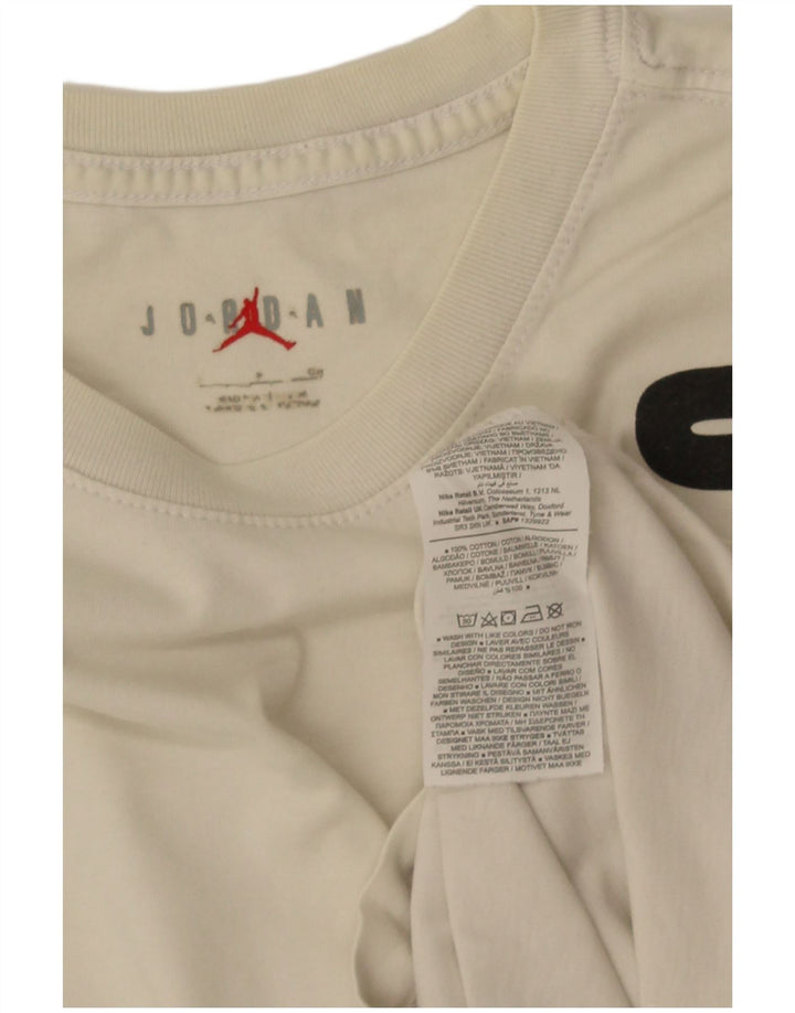 Camiseta masculina com estampa Jordan pequena de algodão off white
