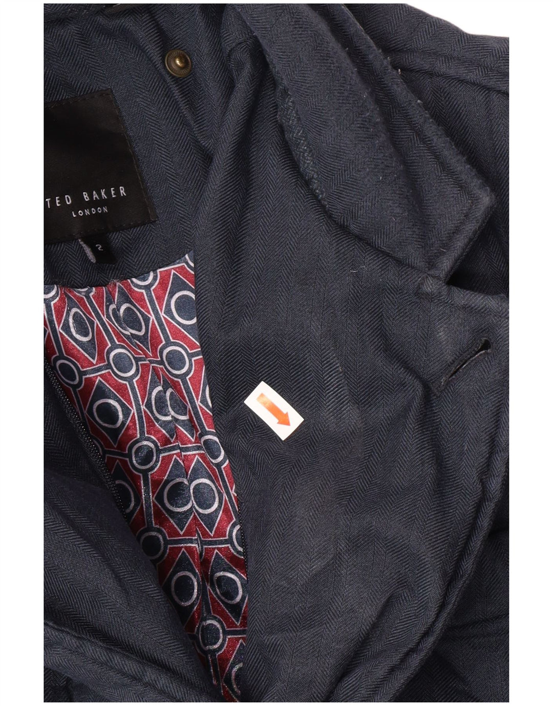 Jaqueta acolchoada masculina TED BAKER tamanho 2 pequena azul marinho espinha de peixe clássica