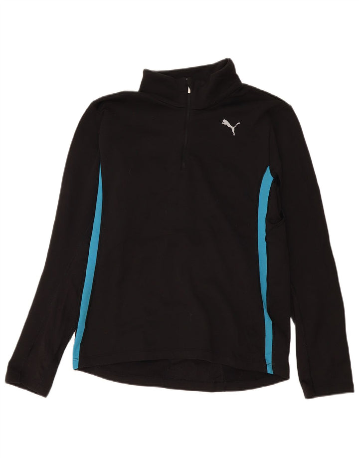 Puma feminino zip neck pulôver agasalho top UK 14 médio preto colorblock