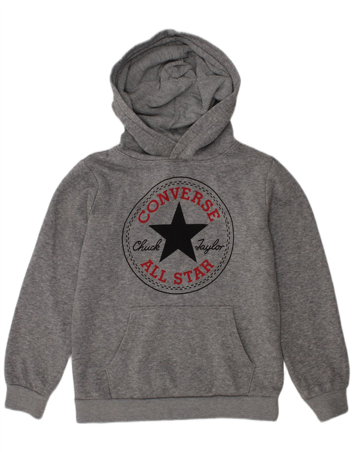Suéter com capuz gráfico CONVERSE para meninos 6-7 anos algodão cinza