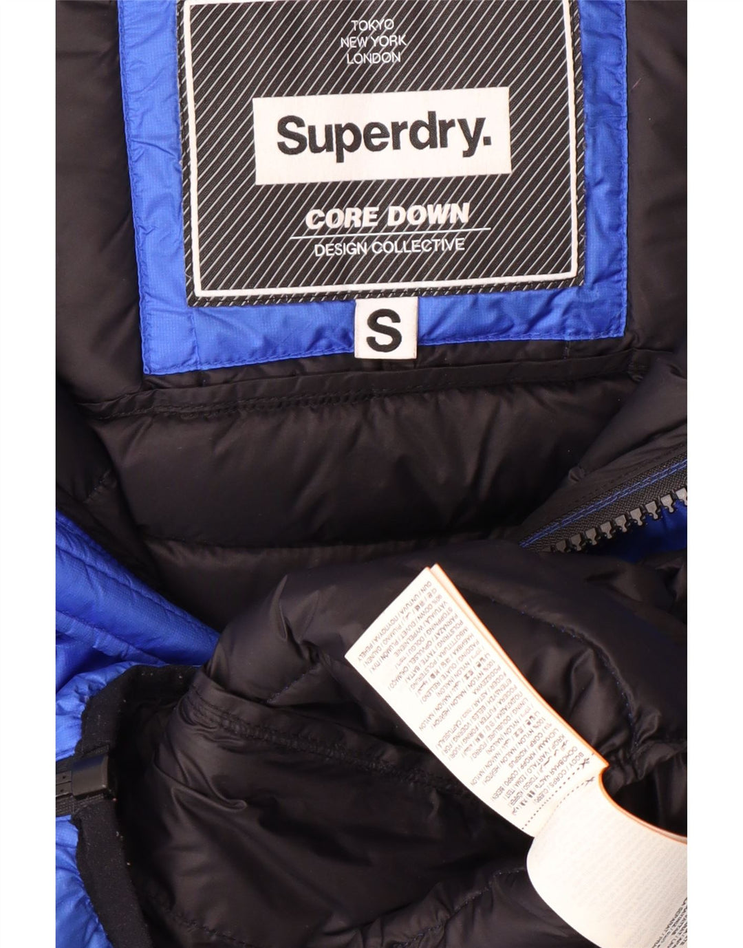 Jaqueta acolchoada com capuz masculina SUPERDRY Reino Unido 36 nylon azul pequeno