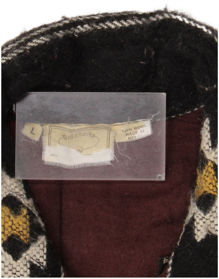 Casaco Duffle Masculino Vintage UK 40 Grande Lã Geométrica Multicolorida