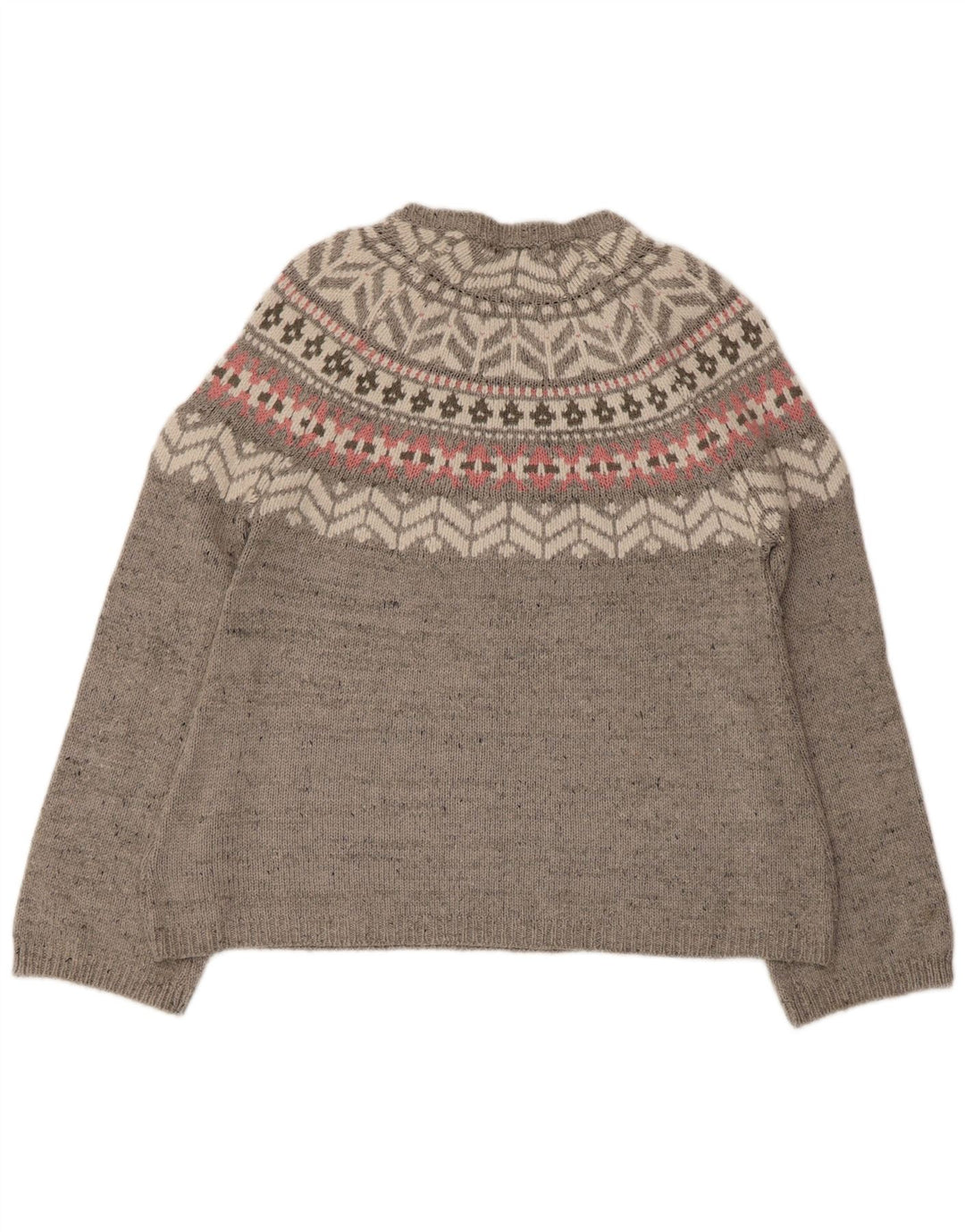 Suéter feminino Marks & Spencer com gola canoa Reino Unido 12 cinza médio Fair Isle