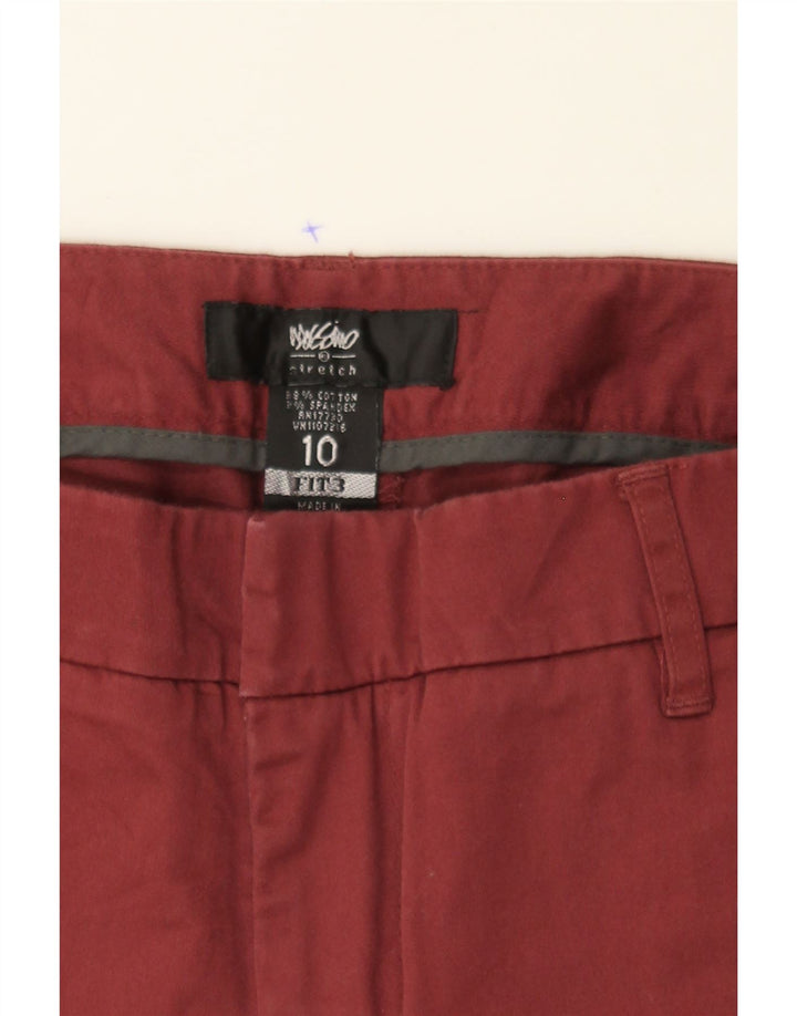 MOSSIMO Womens Straight Cropped Trousers US 10 Large W32 L24 Maroon Cotton Vintage Mossimo and Second-Hand Mossimo from Messina Hembry 