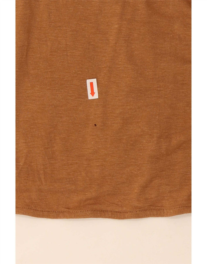 Benetton Top feminino oversized sem ombros Reino Unido 14 viscose bege médio