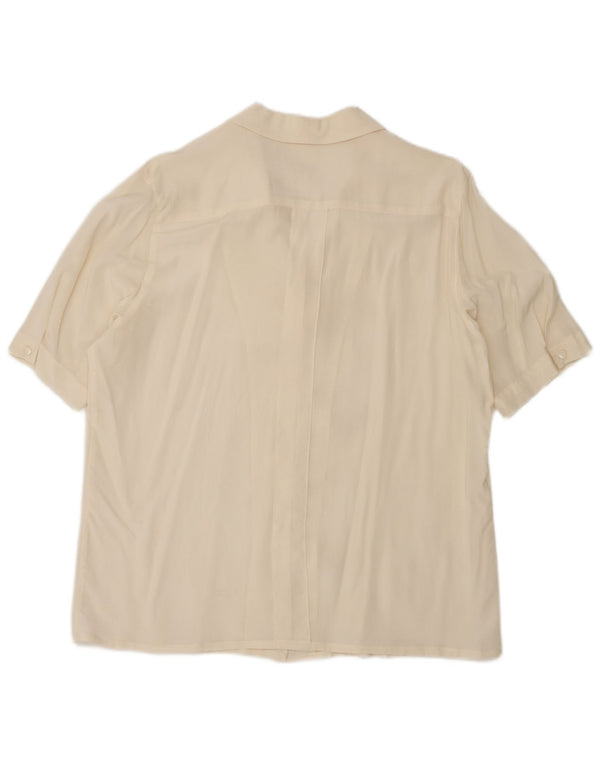 Blusa feminina vintage de manga curta UK 18 XL off white