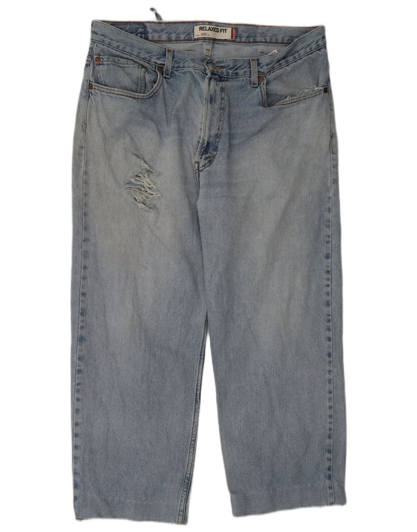 Calça jeans masculina Levi's 550 Distressed Relaxed Fit W38 L26 Azul Algodão