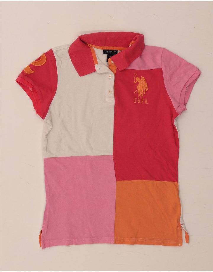 ASSN POLO DOS EUA. Camisa pólo rugby feminina UK 12 média multicolorida