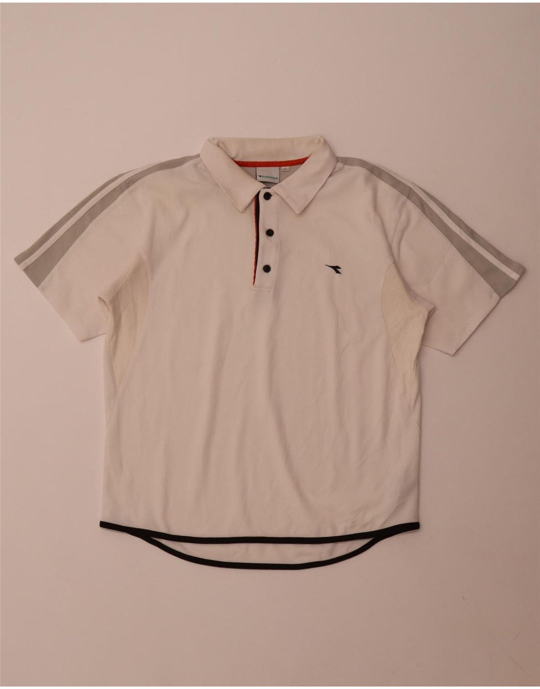 Camisa polo masculina Diadora grande poliéster colorblock branco