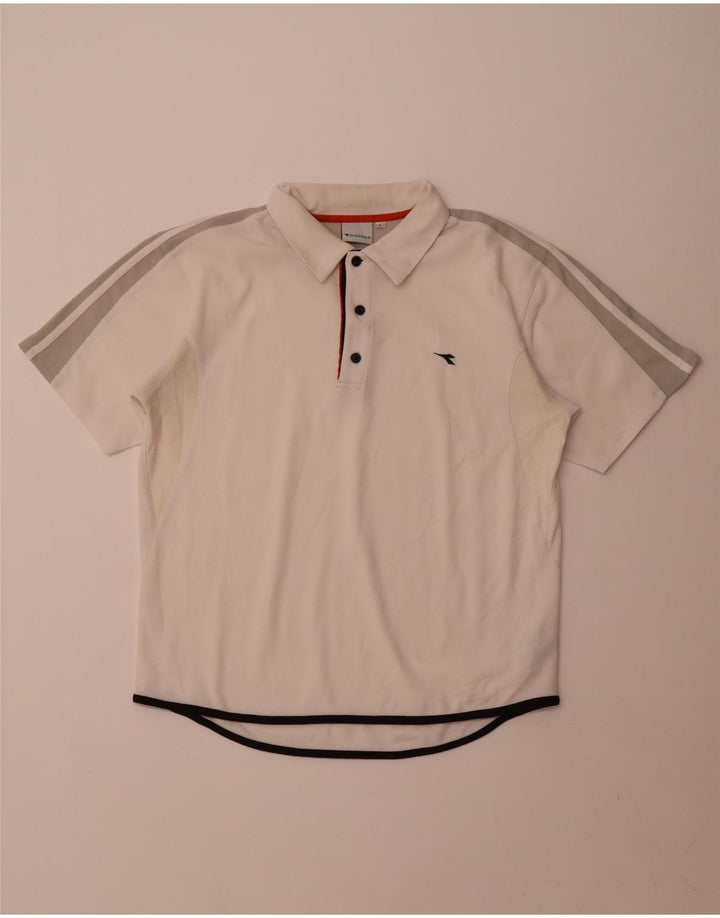 Camisa polo masculina Diadora grande poliéster colorblock branco