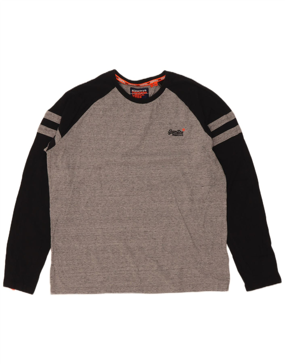 Top masculino Superdry manga comprida 2XL algodão colorblock cinza
