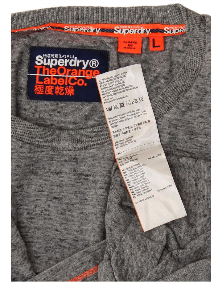 Camiseta masculina Superdry Top grande algodão manchado cinza