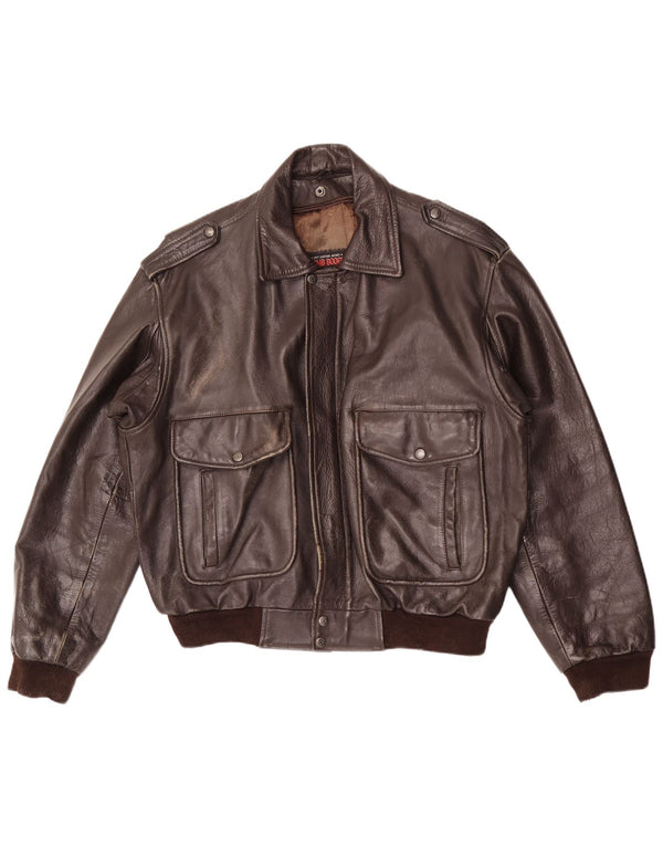Jaqueta de couro masculina Bomb Boogie Sky Loose Fit Reino Unido 38 marrom médio