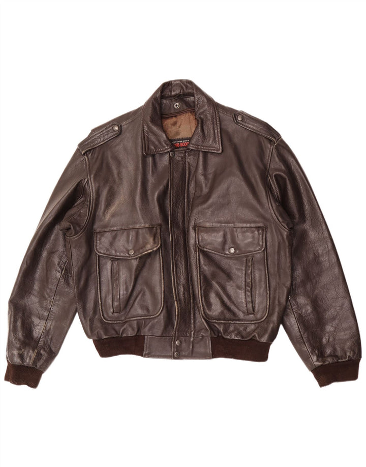 Jaqueta de couro masculina Bomb Boogie Sky Loose Fit Reino Unido 38 marrom médio