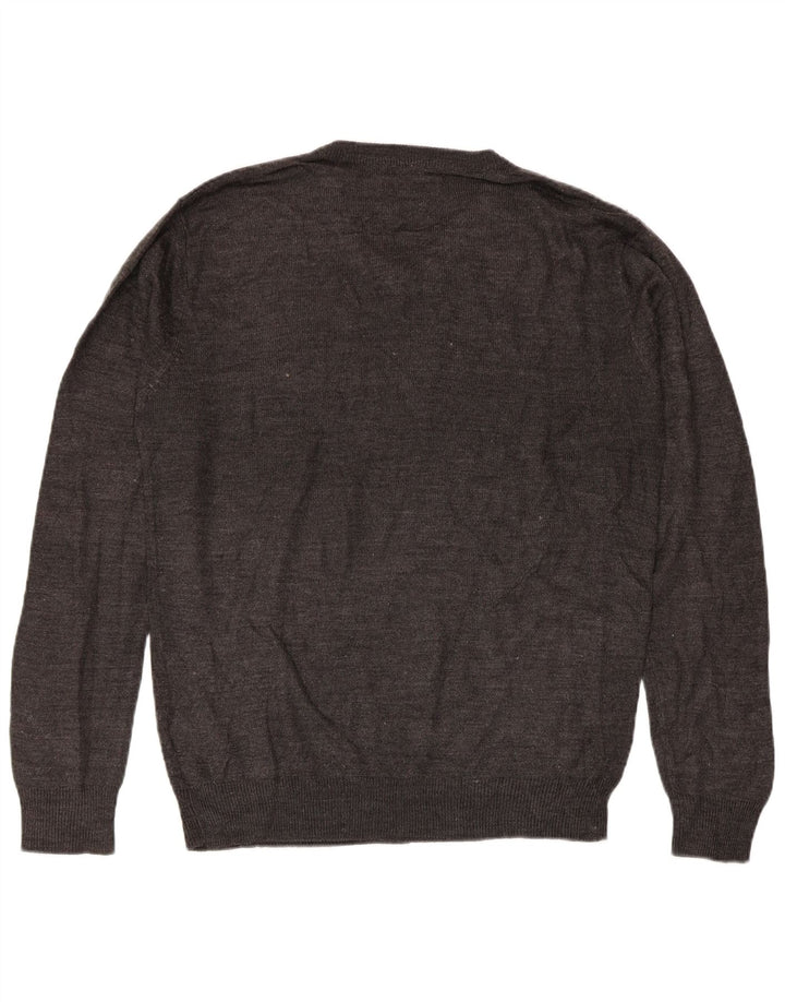 Suéter masculino PIERRE CARDIN com decote em V cinza médio acrílico