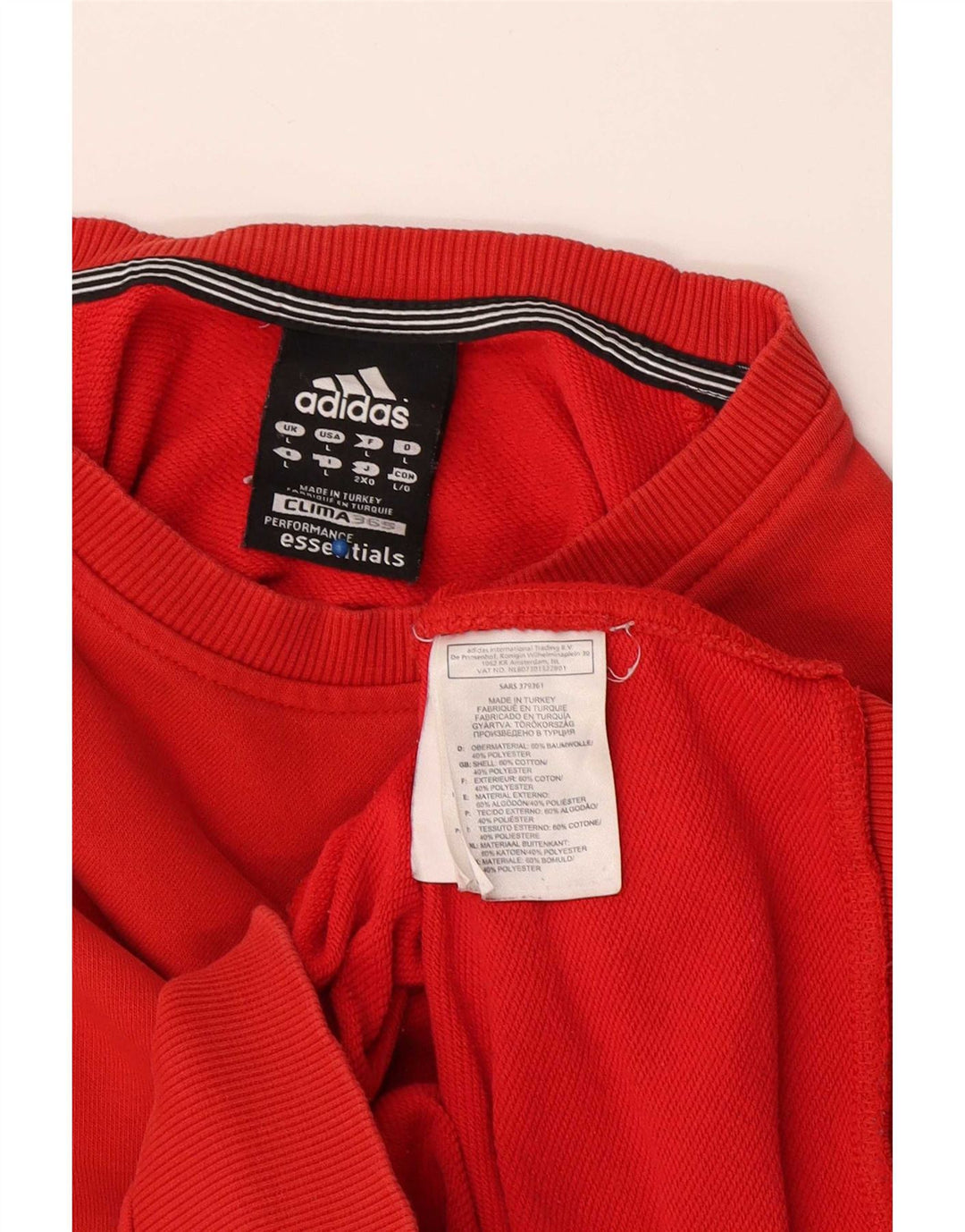 Adidas Mens Clima 365 Moletom Jumper Grande Algodão Vermelho