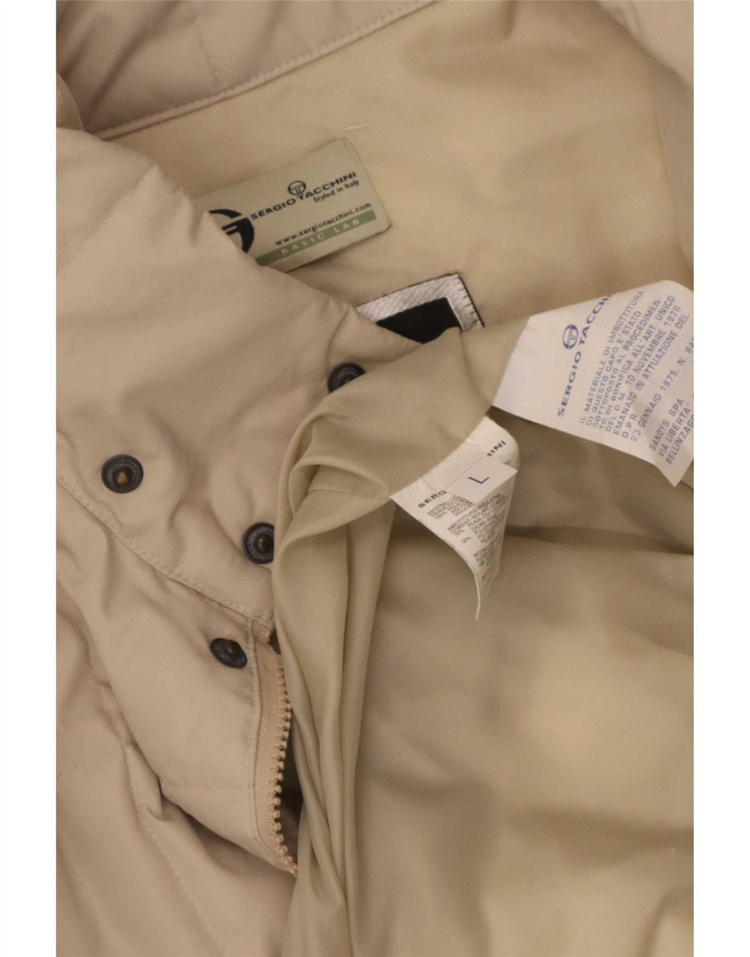 Jaqueta acolchoada masculina Sergio Tacchini UK 40 grande poliéster bege