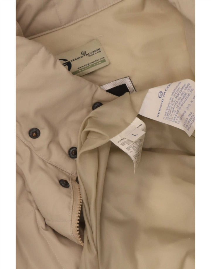 Jaqueta acolchoada masculina Sergio Tacchini UK 40 grande poliéster bege