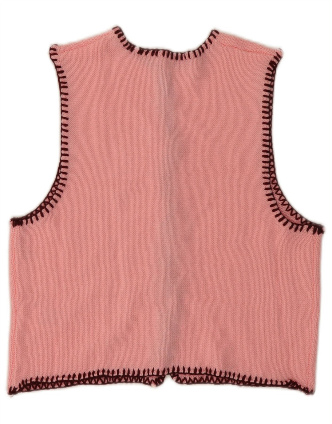 Suéter cardigã feminino vintage sem mangas UK 6 XS acrílico rosa