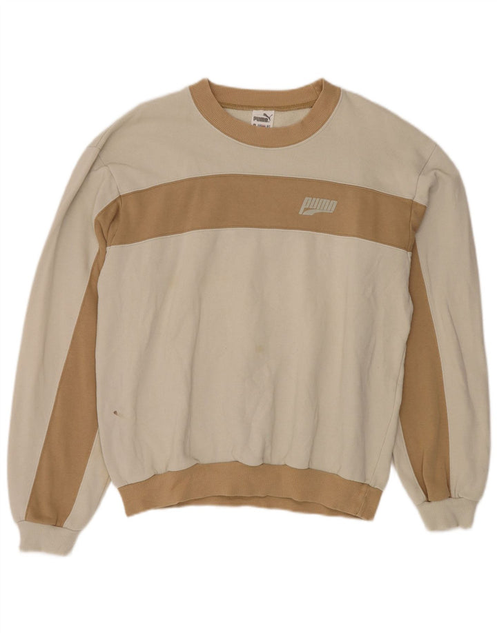 PUMA moletom masculino jumper grande algodão colorblock branco