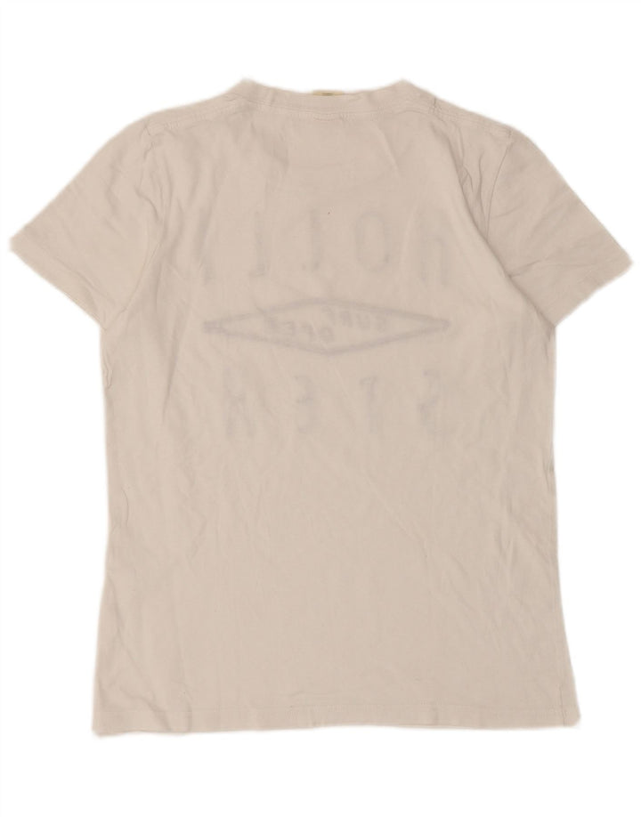 Hollister Camiseta masculina gráfica top pequeno branco