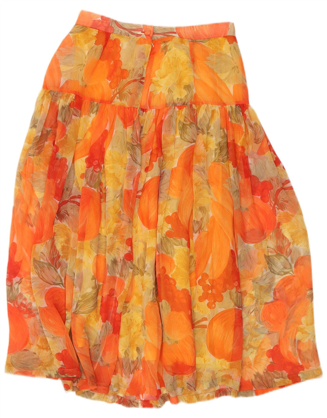 Saia feminina vintage linha A W30 médio laranja floral