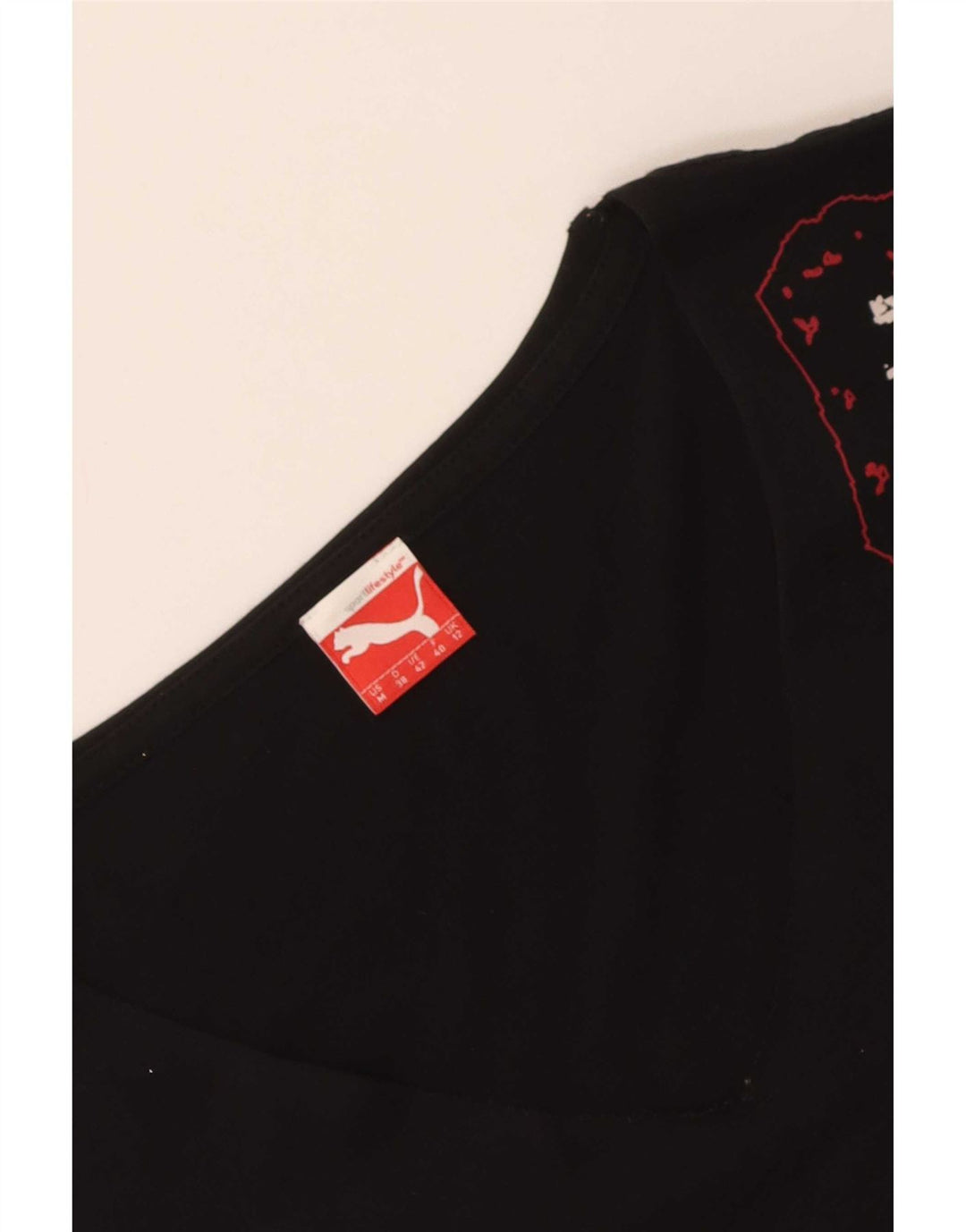 Puma Camiseta Feminina Graphic Top UK 12 Médio Preto